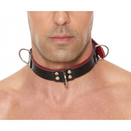 Deluxe Bondage Halsband Schwarz-Rot