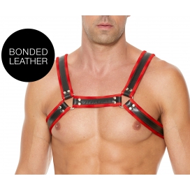 Ouch! Harness Imbracatura con fibbia Bulldog nero-rosso