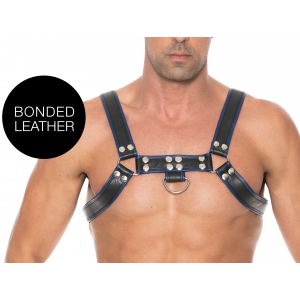 Ouch! Harness Chest Bulldog Harness Black-Blue