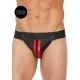 Cinta-calça com zíper frontal listrado Black-Red