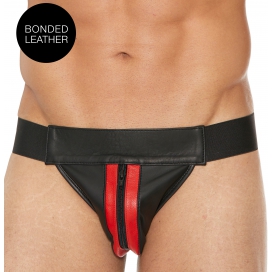 Ouch! Harness Suspensorio con cremallera frontal Negro-Rojo