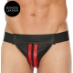 Jockstrap mit Zip Striped Front Schwarz-Rot