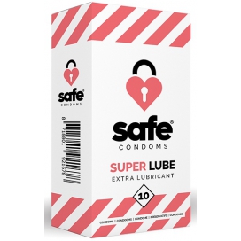 Safe Condoms SUPER LUBE Sicher geschmierte Kondome x10