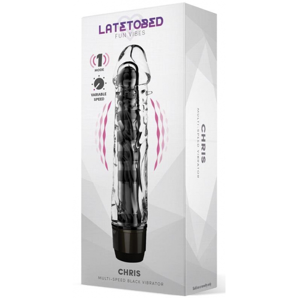 Consolador vibrador Chris 14 x 3,3cm Transparente