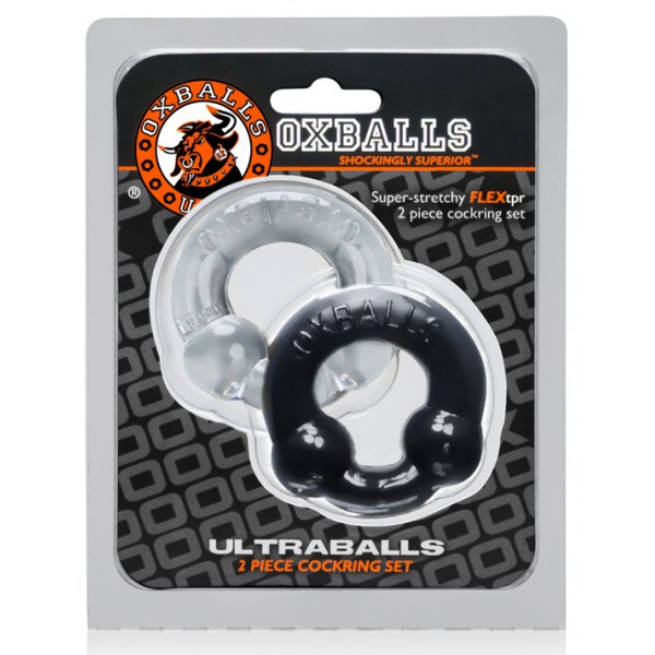 Oxballs ULTRABALLS 2 Pak Cockring Zwart-Clear