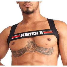 Mr B - Mister B Imbracatura elastica X-Back nero-rosso