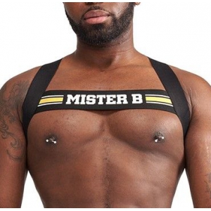 Mr B - Mister B Imbracatura elastica X-Back nero-giallo