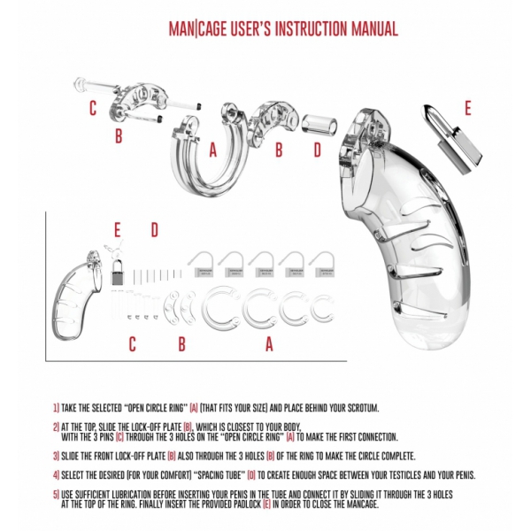 ManCage Chastity Cage Modelo 03 11,5 x 3,5cm Transparente