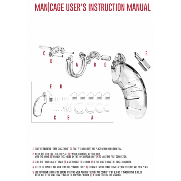 ManCage Chastity Cage Modelo 13 6,5 x 3,4cm Transparente