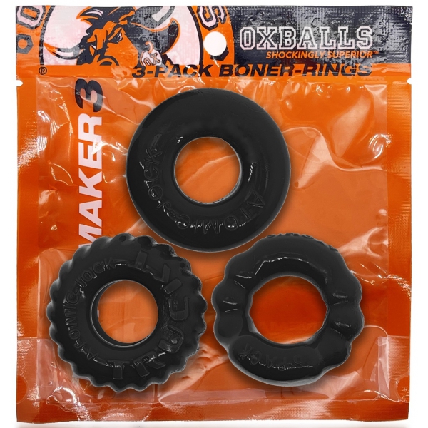 3er-Set Cockrings Bonemaker Schwarz