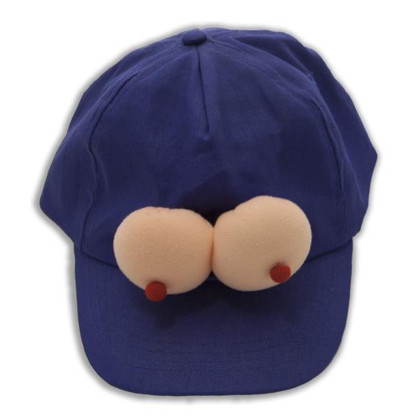 Blaue Mütze mit Brüsten