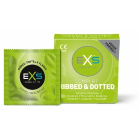 Condooms met geribbelde en gestippelde structuur x3