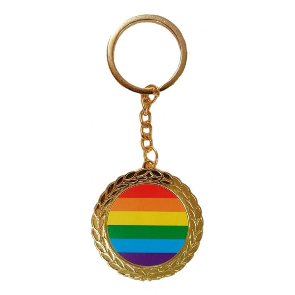 Gold Rainbow Medal Key Chain