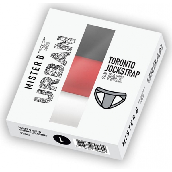 Set di 3 Mister B TORONTO Jockstraps Bianco-Nero-Rosso