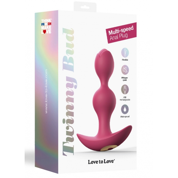 Plug vibrador Twinny Bud 10,5 x 3cm Rosa