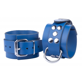 Ultra Blue Leather Handcuffs