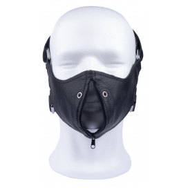 Leather mask with zip