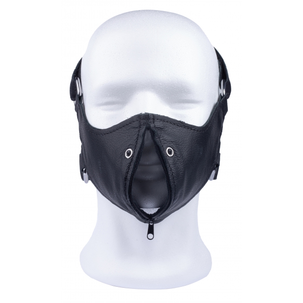 Demi masque en cuir avec zip