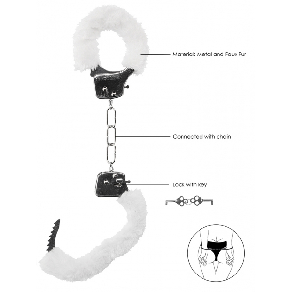 Pleasure Furry Handcuffs Branco