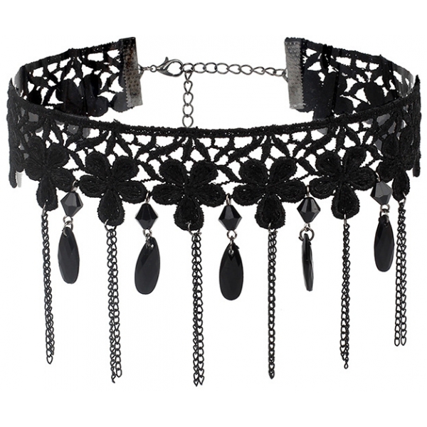 Collar Línea de Encaje Negro