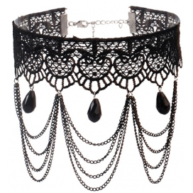 Triple Lace Necklace Black