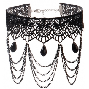 Joy Jewels Collar triple de encaje negro