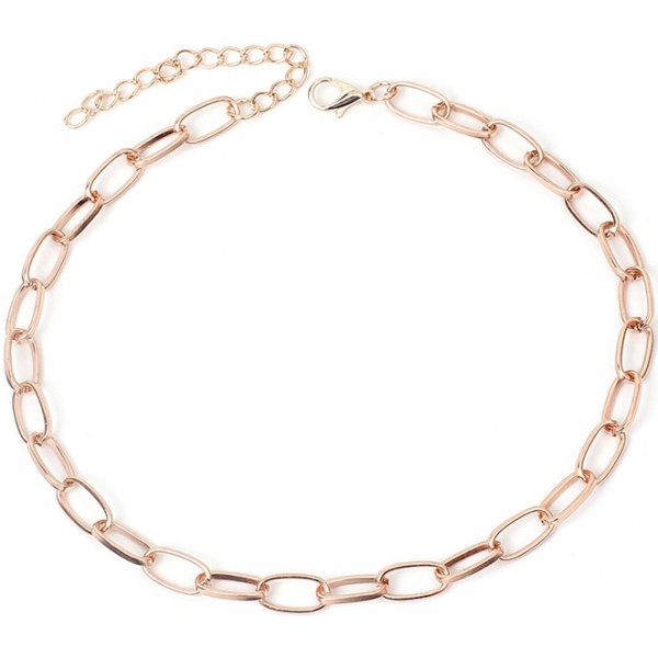 Hollow Ring Metal Necklace PINK