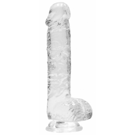Real Rock Crystal 6" / 15 cm Realistic Dildo With Balls - Transparent