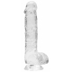 6" / 15 cm Realistic Dildo With Balls - Transparent