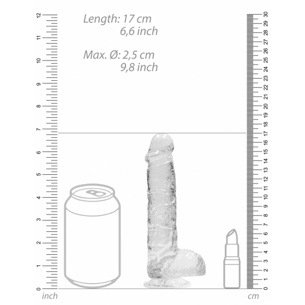 6" / 15 cm Realistic Dildo With Balls - Transparent