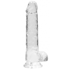 Real Rock Crystal 8" / 20 cm Realistic Dildo With Balls - Transparent