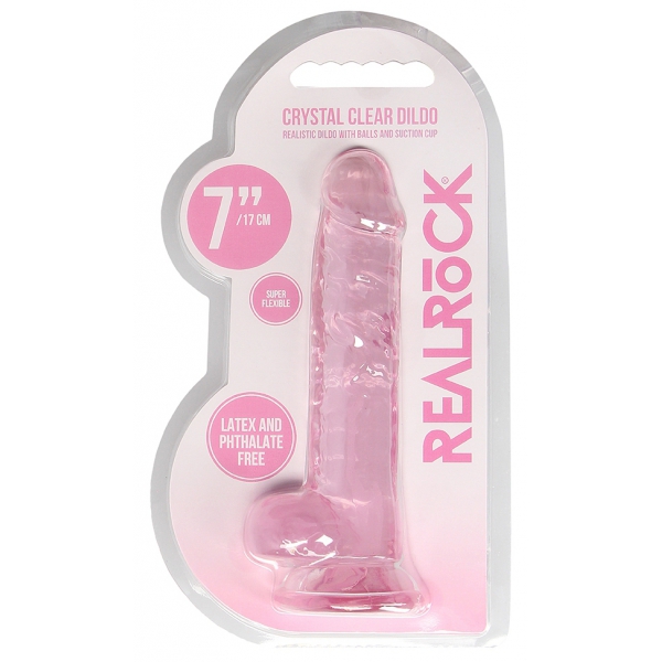 7" / 18 cm Realistic Dildo With Balls - Pink