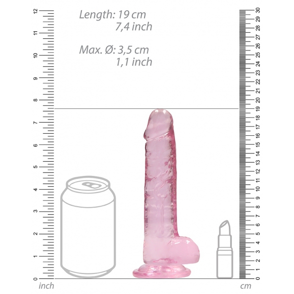 7" / 18 cm Realistic Dildo With Balls - Pink