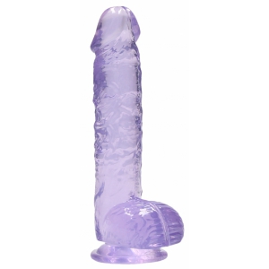 Real Rock Crystal 6" / 15 cm Realistic Dildo With Balls - Purple
