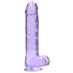 Real Rock Crystal Consolador Cristalino 19 x 4,5cm Morado