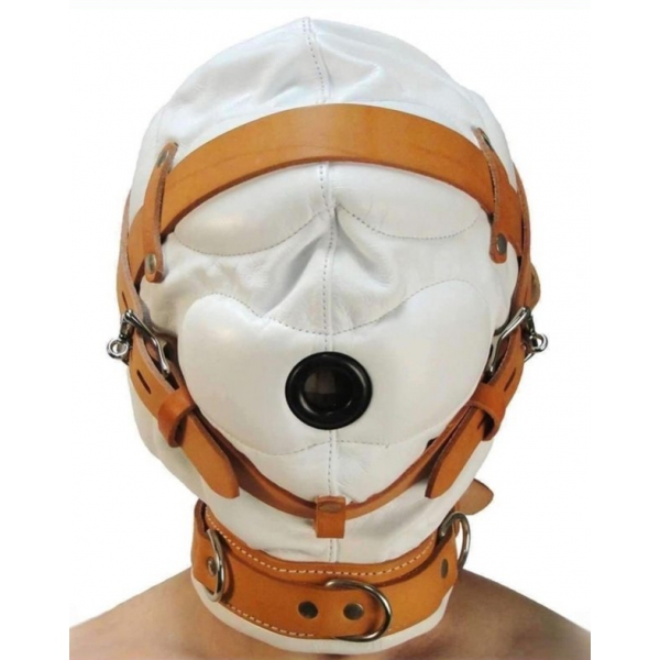 Medical Fetish Padded Locking Hospital Restraint Hood WHITE