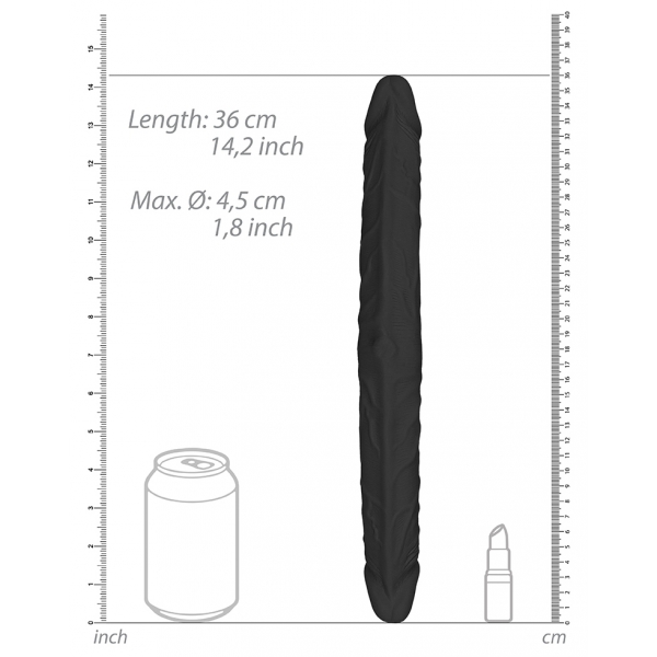 Double dildo Realrock 36 x 4.4cm Black