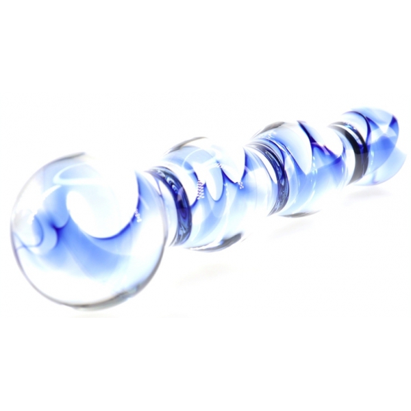 Dildo de vidro de 17 x 3,5 cm de esferas de parafuso
