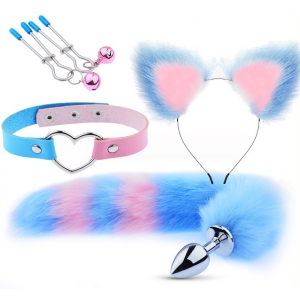 Sm Mix Bondage-Set Blau-Rosa 4-teilig