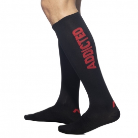 Addicted High socks FETISH SOCKS Black-Red