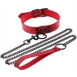 Colorful O Ring Punk Collars With Lead RED