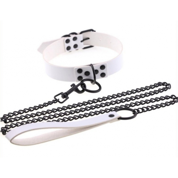 Witte Punk Halsband & Leiband