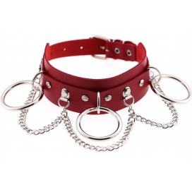 Joy Jewels Metal O Ring Collar With Chain RED