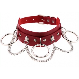 Joy Jewels Metal O Ring Collar With Chain RED