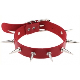 Spikes Punk Neck Collar RED