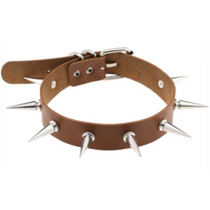 Joy Jewels Spikes Punk Neck Collar BROWN