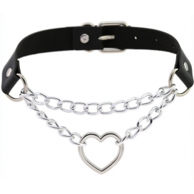 Joy Jewels Collar Corazón de metal con cadena NEGRO