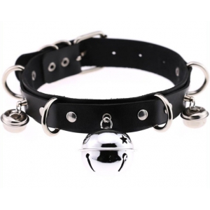 Joy Jewels D Ring Punk Collar With Bell BLACK