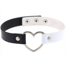 Double Color Metal Heart Collar BLACK / WHITE