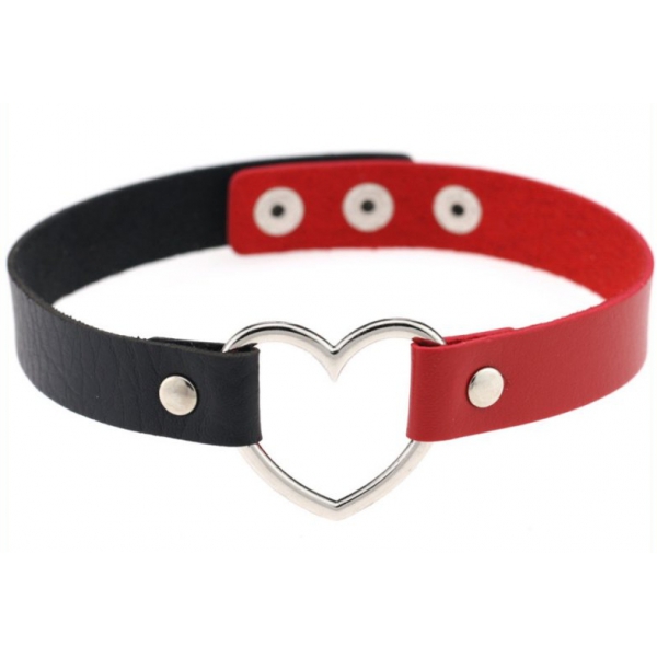 Collar BICOLOR HEART Negro-Rojo